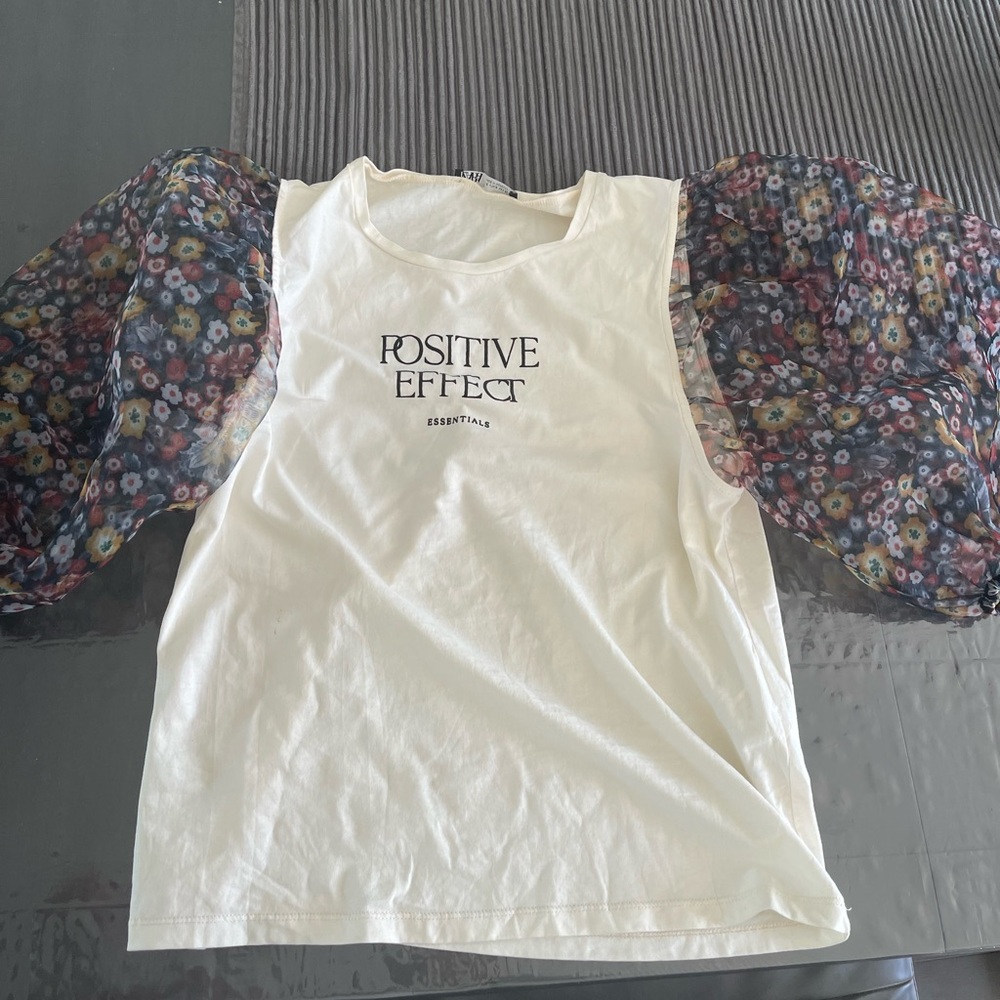 Zara Cream balloon sleeve Tee
